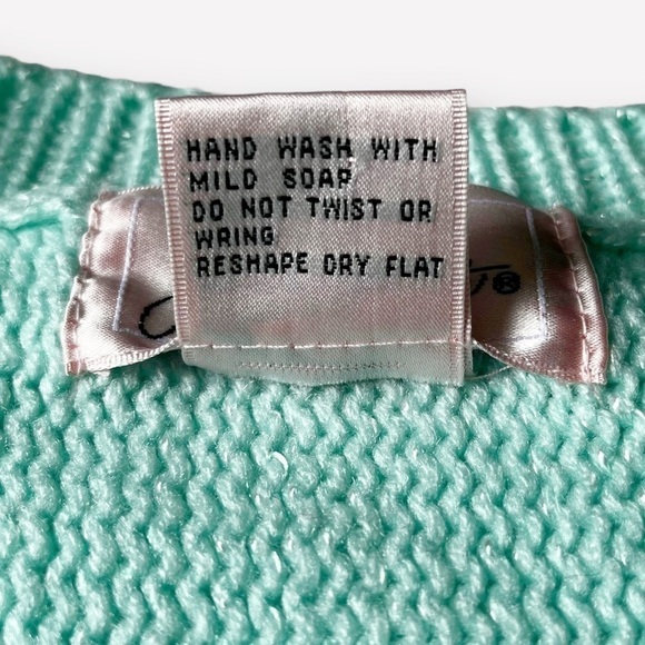 80s Jaclyn Smith Mint Green Beaded Sweater Pastel Pearls Grannycore Barbiecore M - Picture 10 of 15